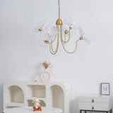 Frosted Lotus Leaf Glass Pendant Light Modern Gold Luxury Ceiling Chandelier for Dining Room