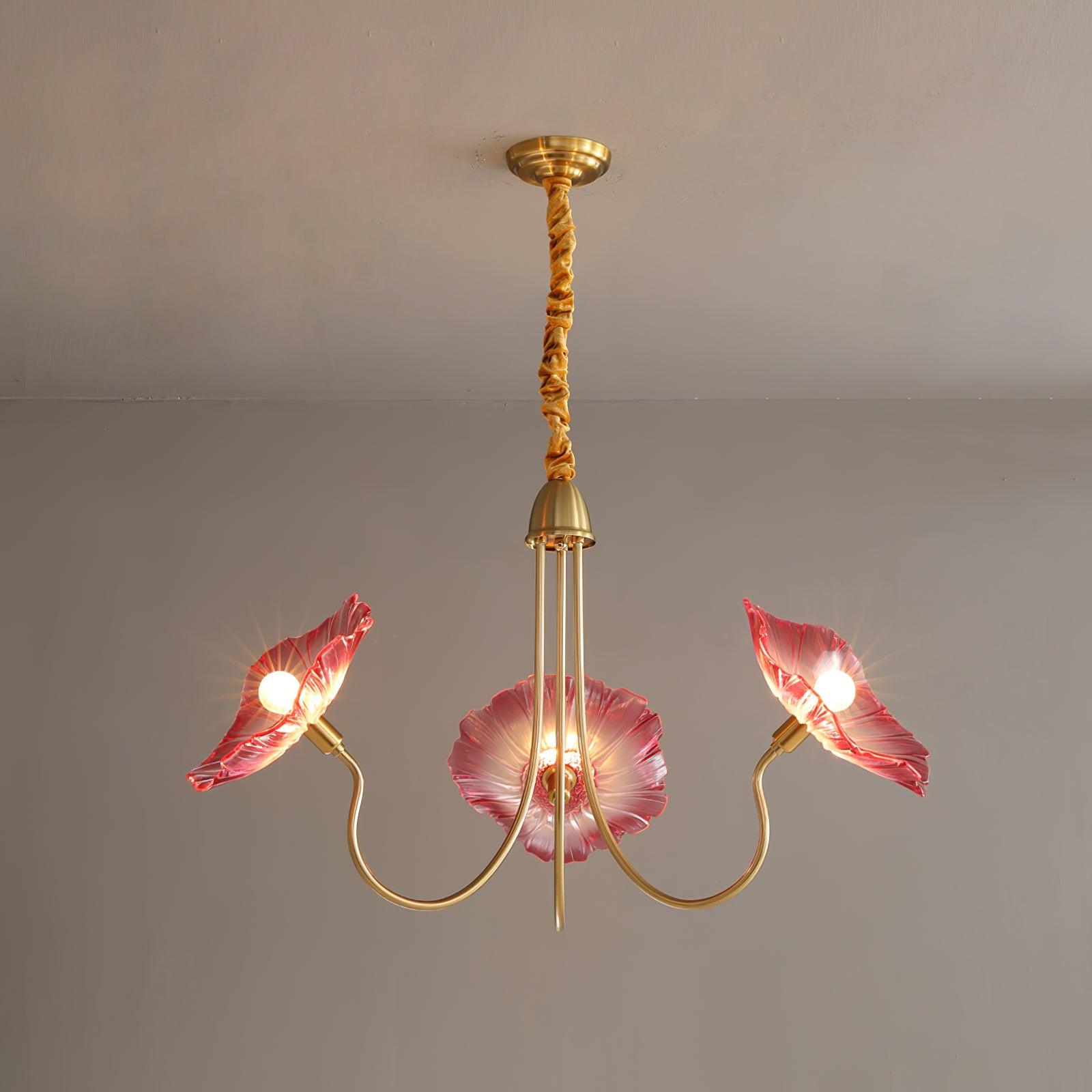 Frosted Lotus Leaf Glass Pendant Light Modern Gold Luxury Ceiling Chandelier for Dining Room