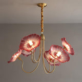 Frosted Lotus Leaf Glass Pendant Light Modern Gold Luxury Ceiling Chandelier for Dining Room