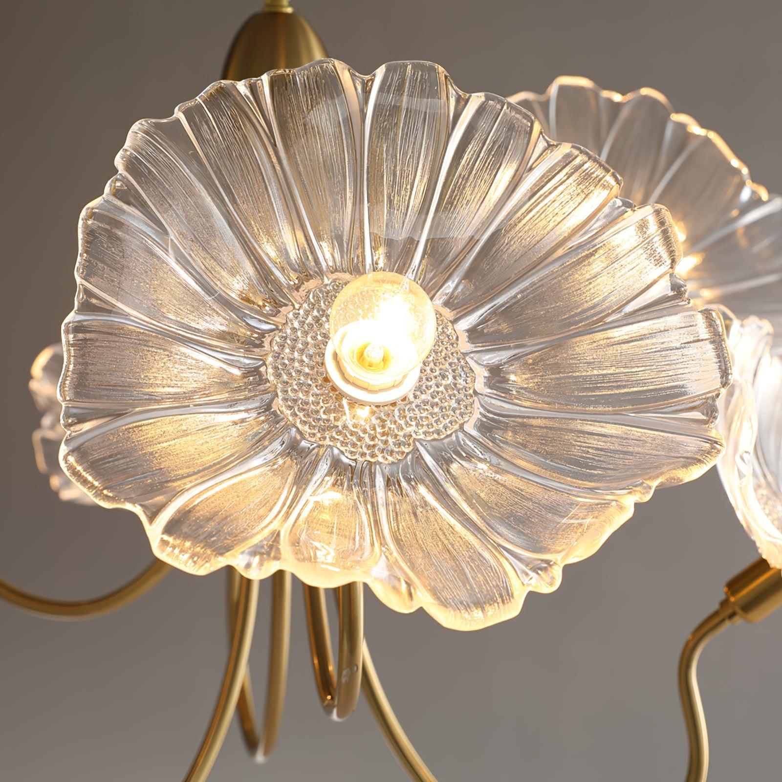 Frosted Lotus Leaf Glass Pendant Light Modern Gold Luxury Ceiling Chandelier for Dining Room