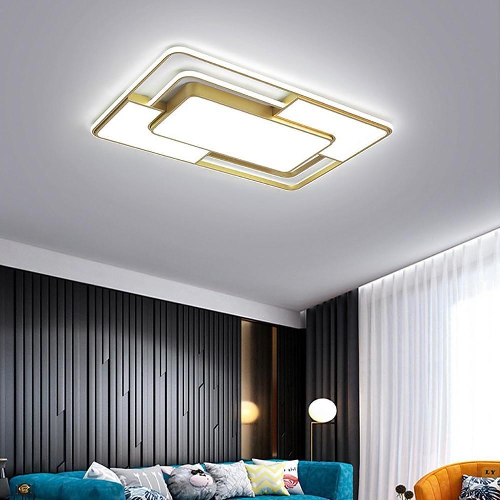 Modern Geometric Square LED Flush Mount Ceiling Light Fixture for Bedroom Living Room and Office