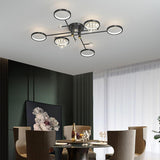 Modern Nordic Geometric Crystal LED Flush Mount Ceiling Light for Luxury Living Room Decor
