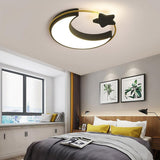 Modern Moon and Star Dimmable LED Flush Mount Ceiling Light for Nursery and Kids Bedroom