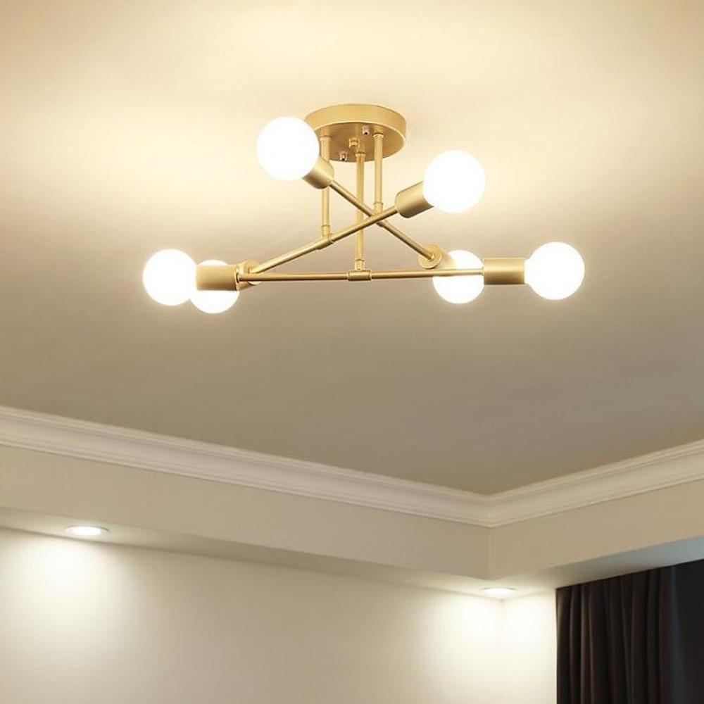 Contemporary 6 Light Geometric Sputnik Semi Flush Mount Ceiling Fixture