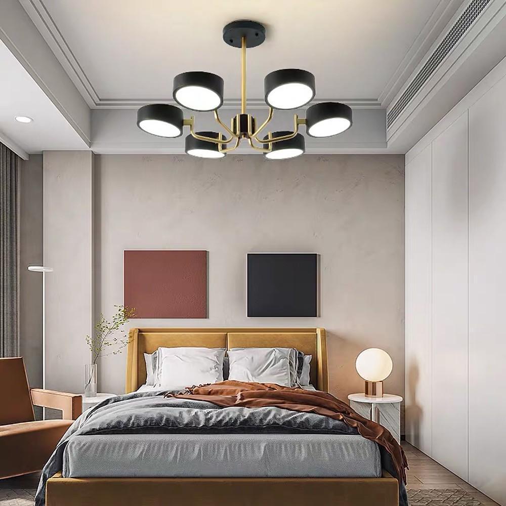 Modern Lantern 6 Light LED Flush Mount Ceiling Fixture with Painted Metal Finish for Bedrooms