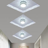Modern LED Drum Flush Mount Ceiling Light with Geometric Hollow Design for Hallways and Entryways