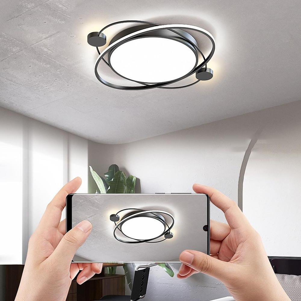 Modern Nordic Round LED Flush Mount Ceiling Light with Remote Control Dimmable Lighting