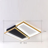 Modern Geometric LED Flush Mount Ceiling Light Black and Gold Multi Ring Fixture