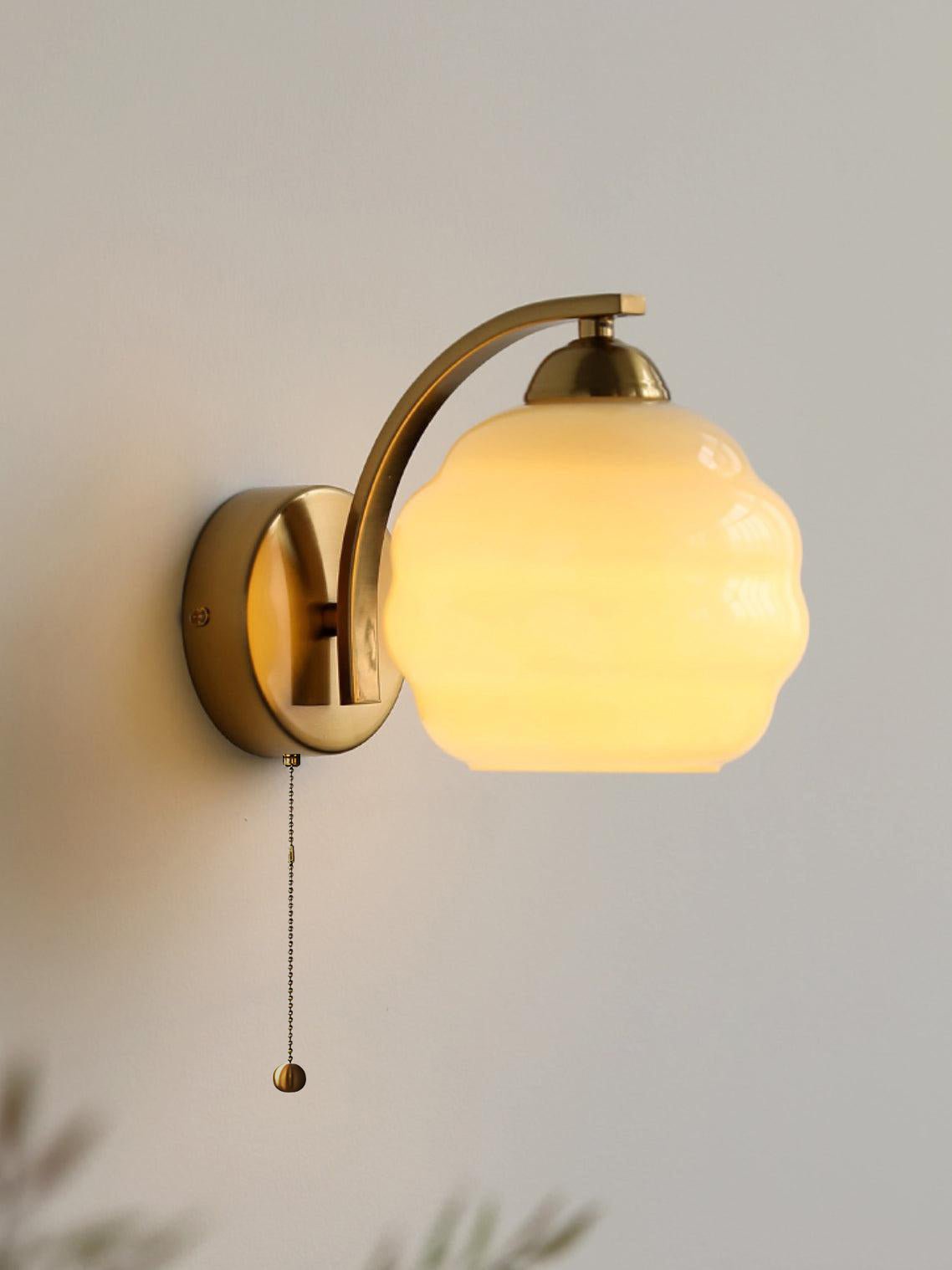 Gatsby Art Deco Style Wall Sconce with White Glass Shade and Metal Finish
