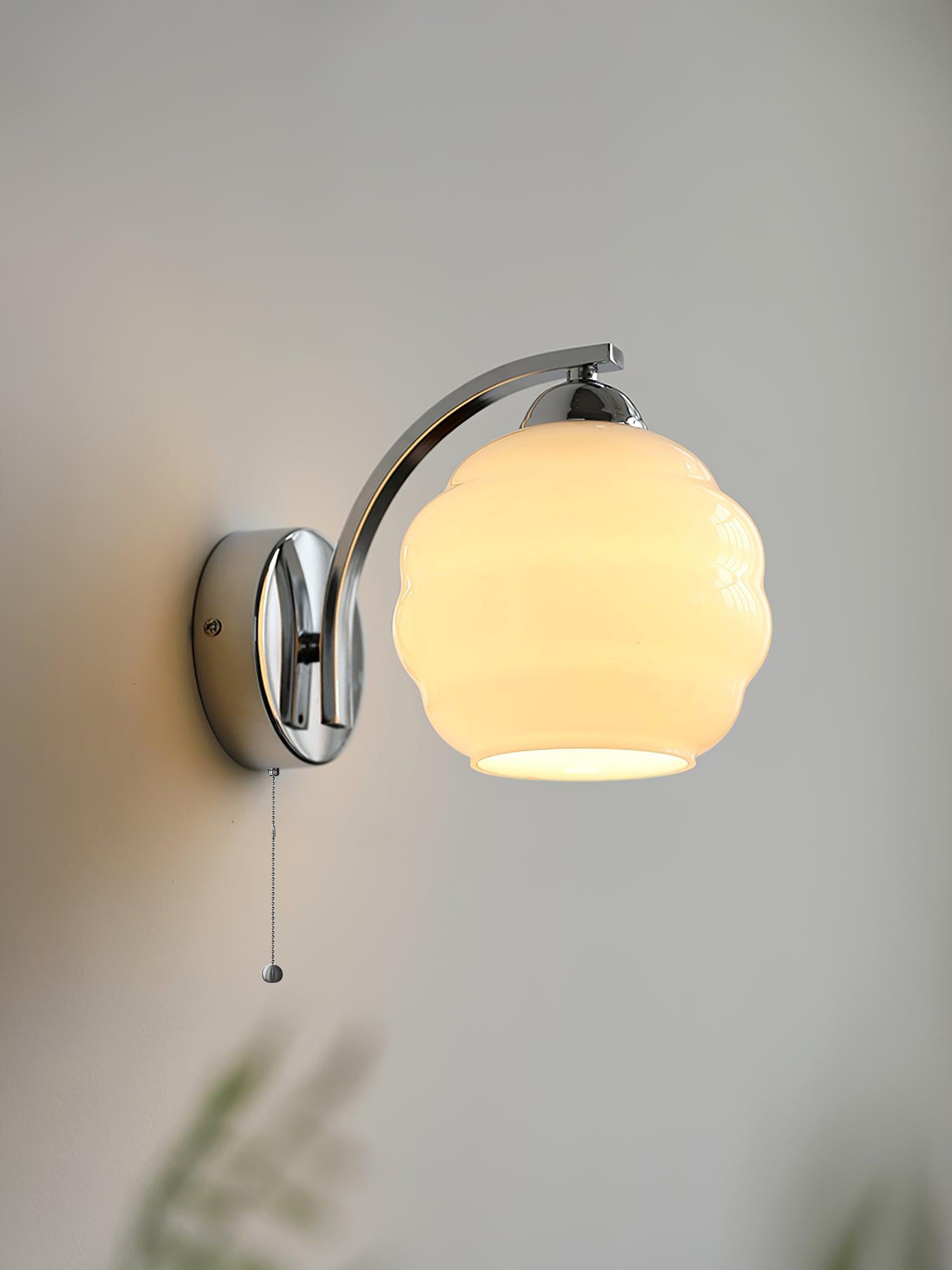 Gatsby Art Deco Style Wall Sconce with White Glass Shade and Metal Finish