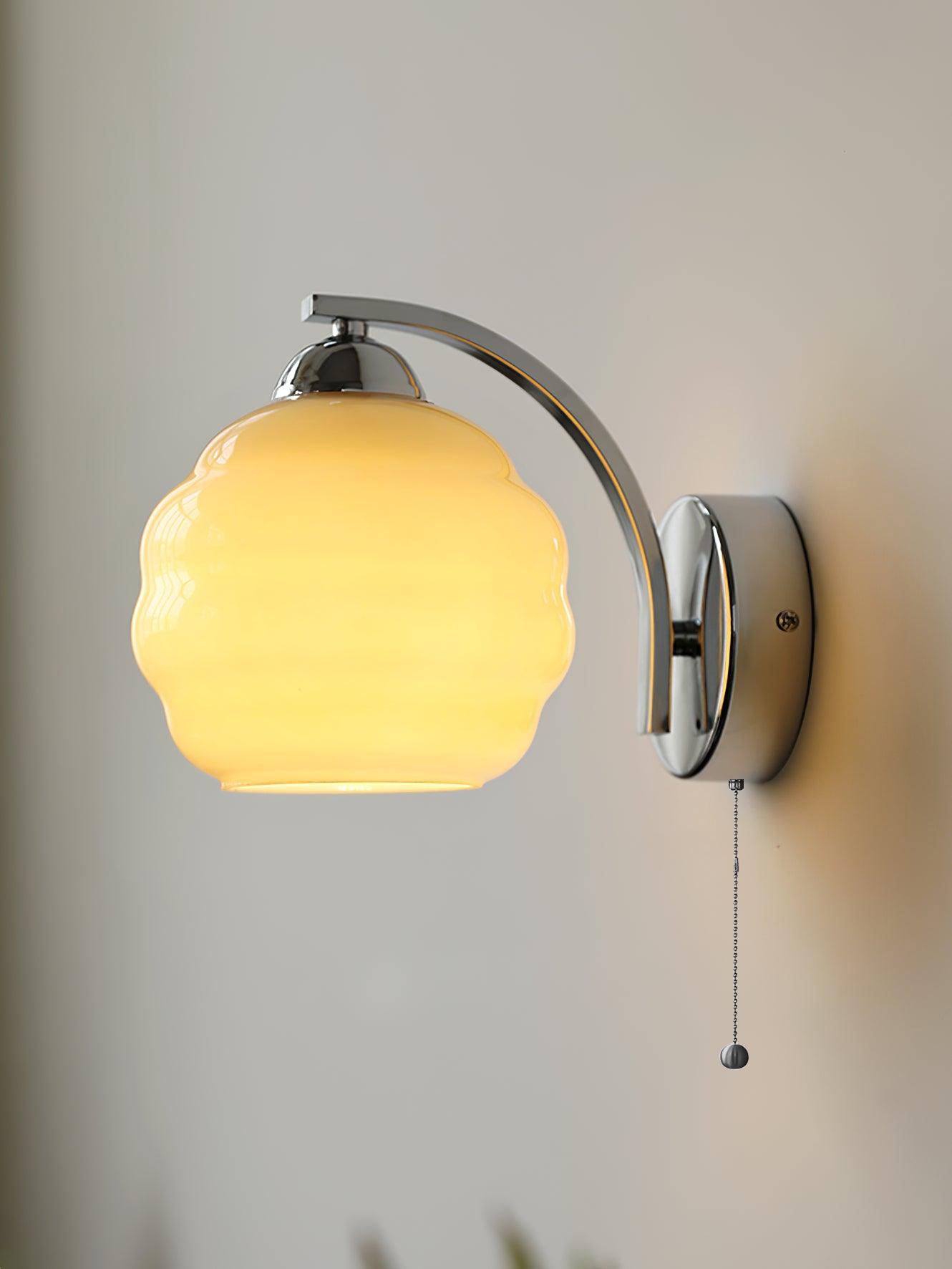 Gatsby Art Deco Style Wall Sconce with White Glass Shade and Metal Finish