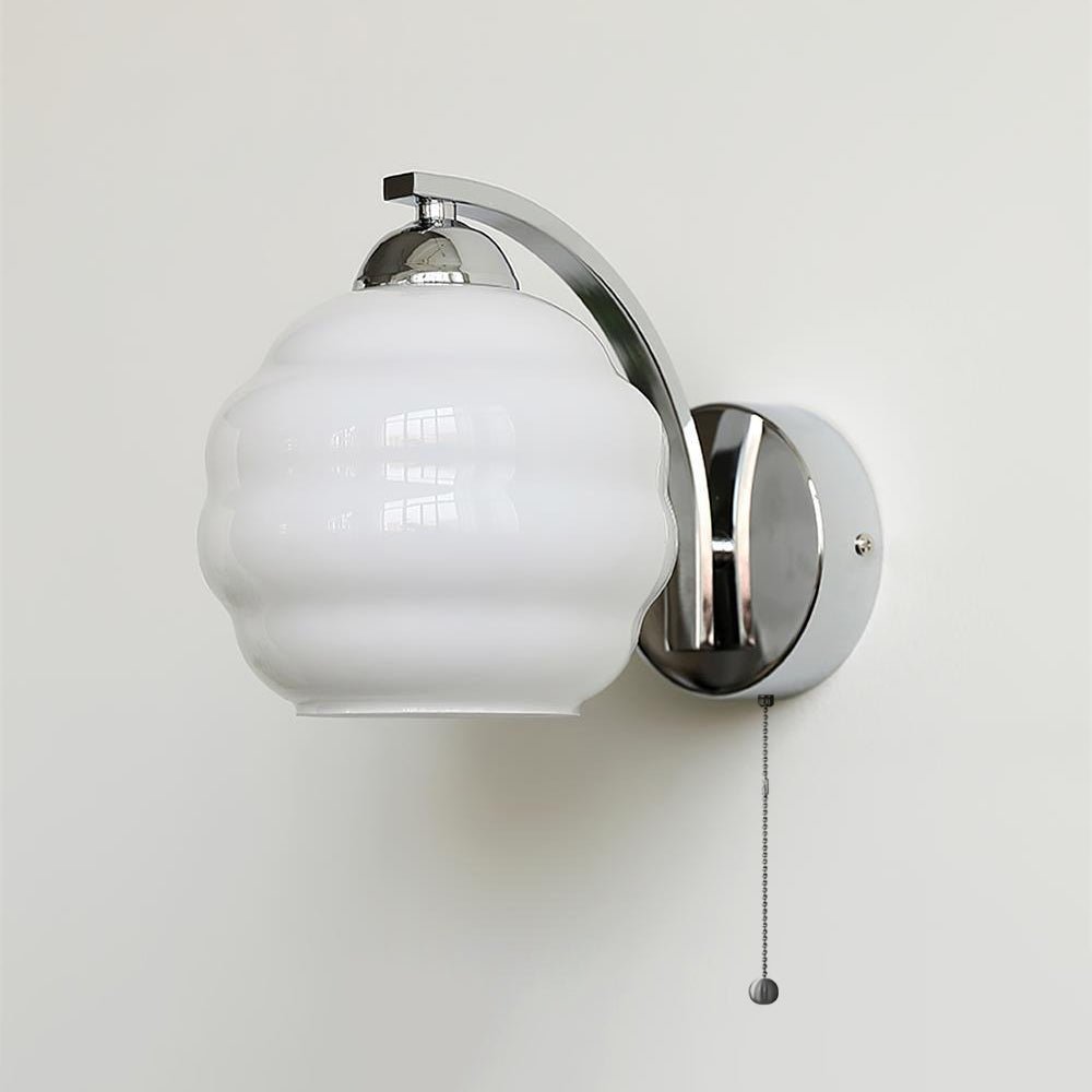 Gatsby Art Deco Style Wall Sconce with White Glass Shade and Metal Finish