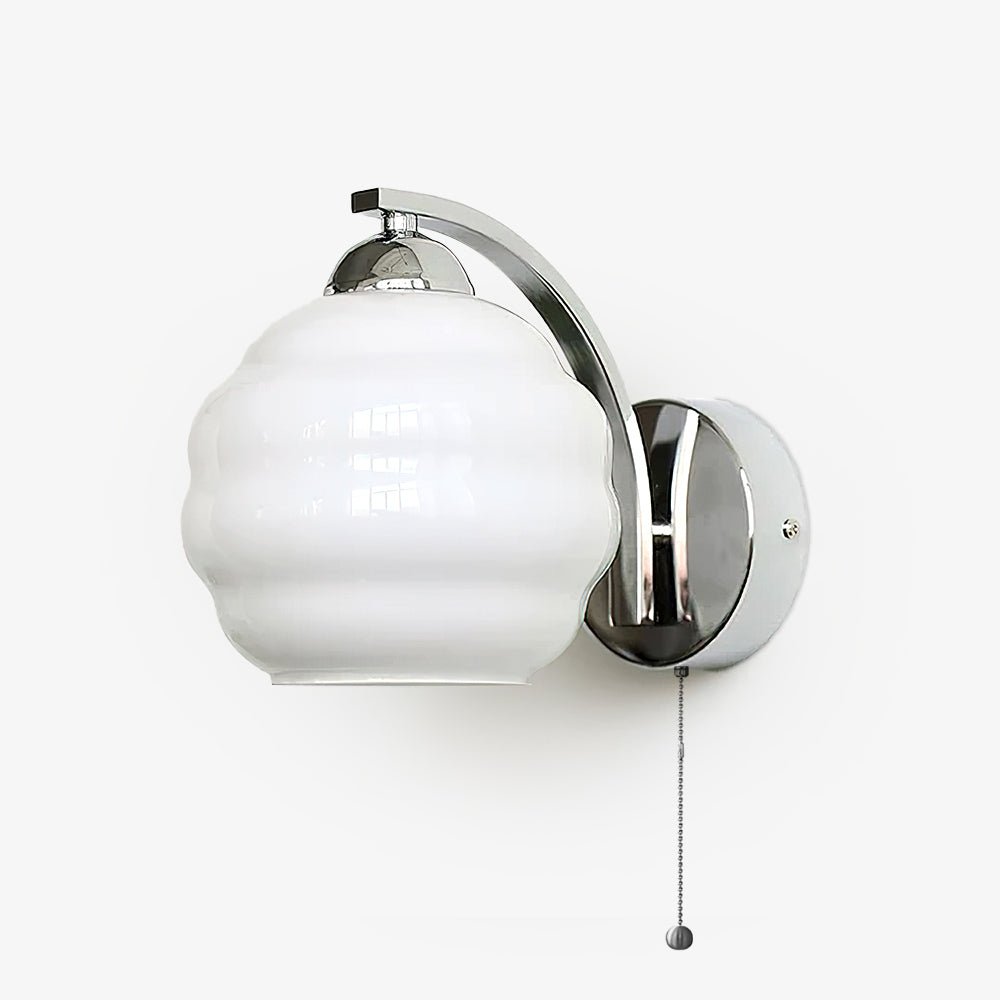 Gatsby Art Deco Style Wall Sconce with White Glass Shade and Metal Finish