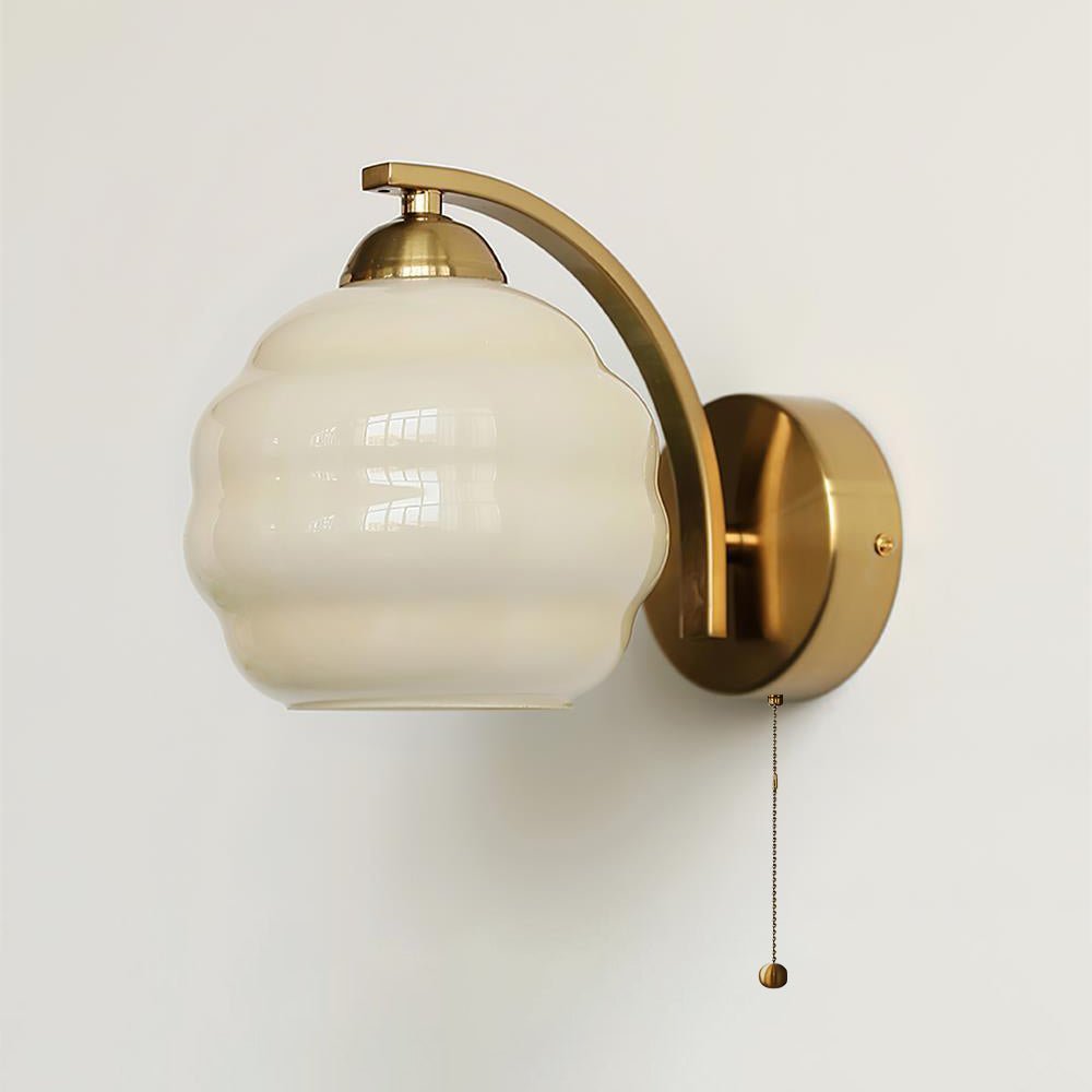 Gatsby Art Deco Style Wall Sconce with White Glass Shade and Metal Finish