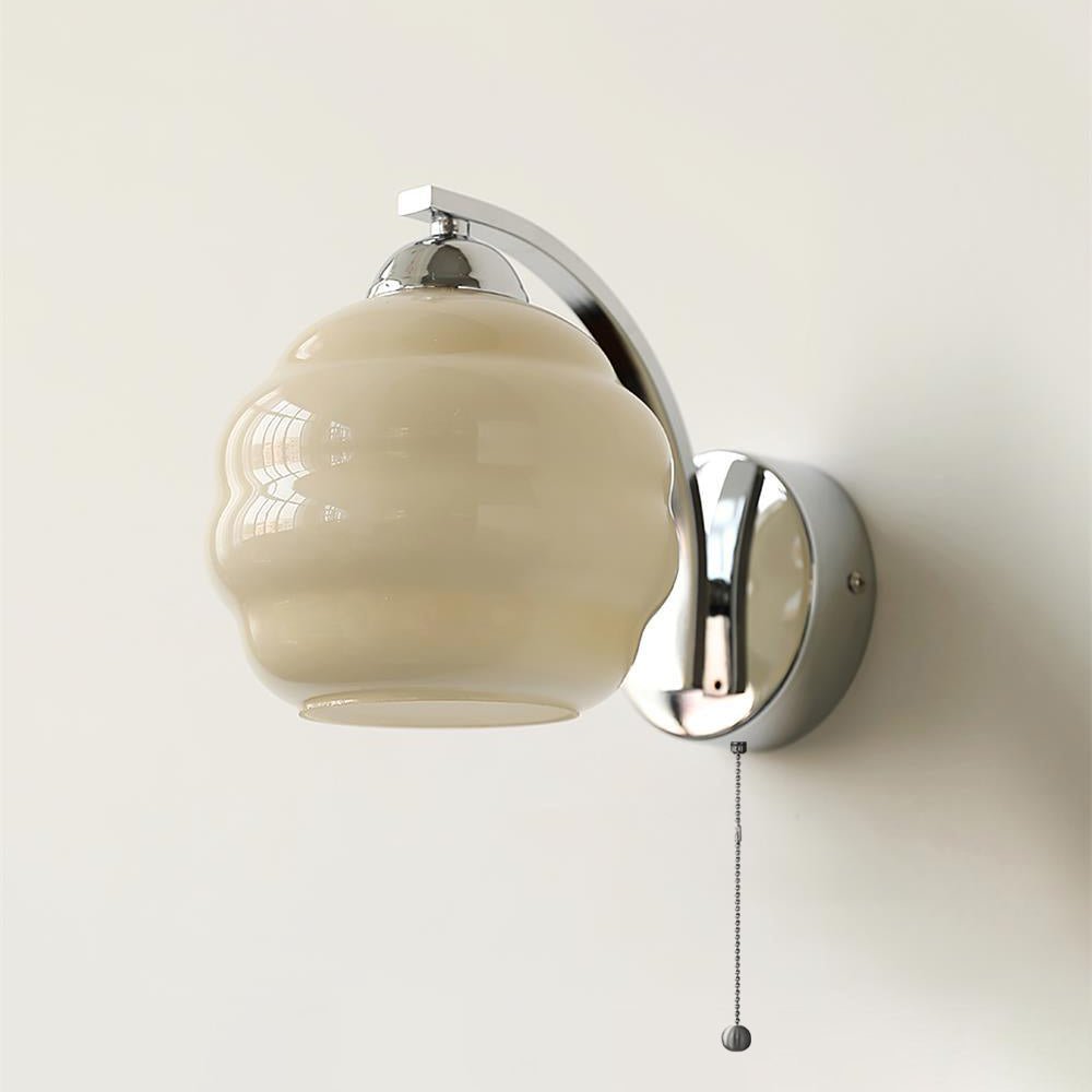 Gatsby Art Deco Style Wall Sconce with White Glass Shade and Metal Finish