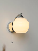Gatsby Art Deco Style Wall Sconce with White Glass Shade and Metal Finish