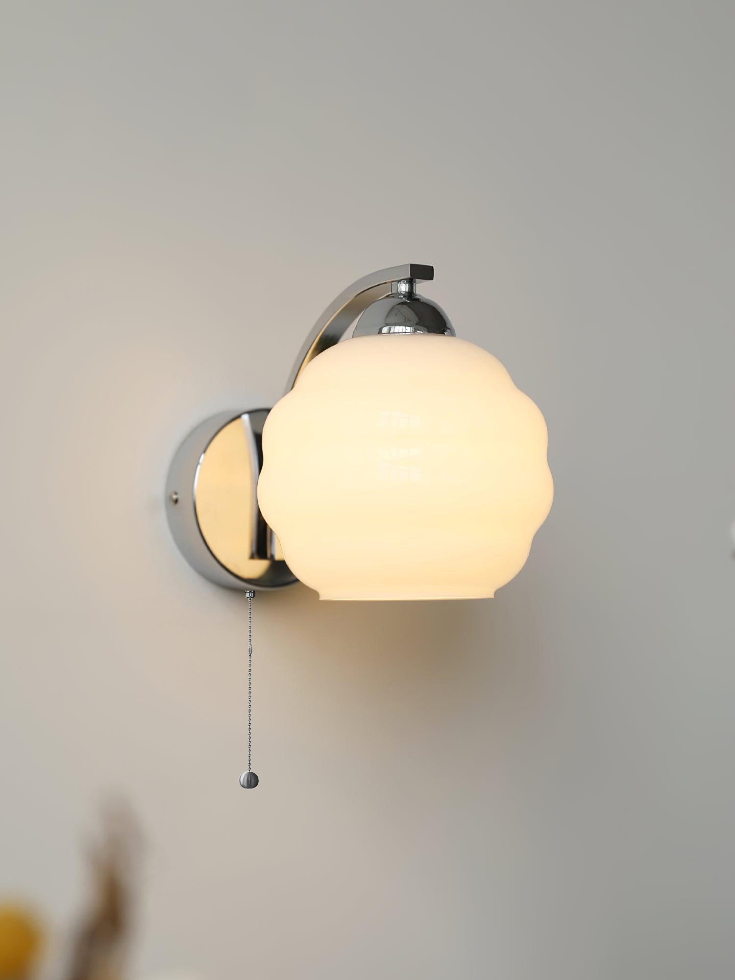 Gatsby Art Deco Style Wall Sconce with White Glass Shade and Metal Finish