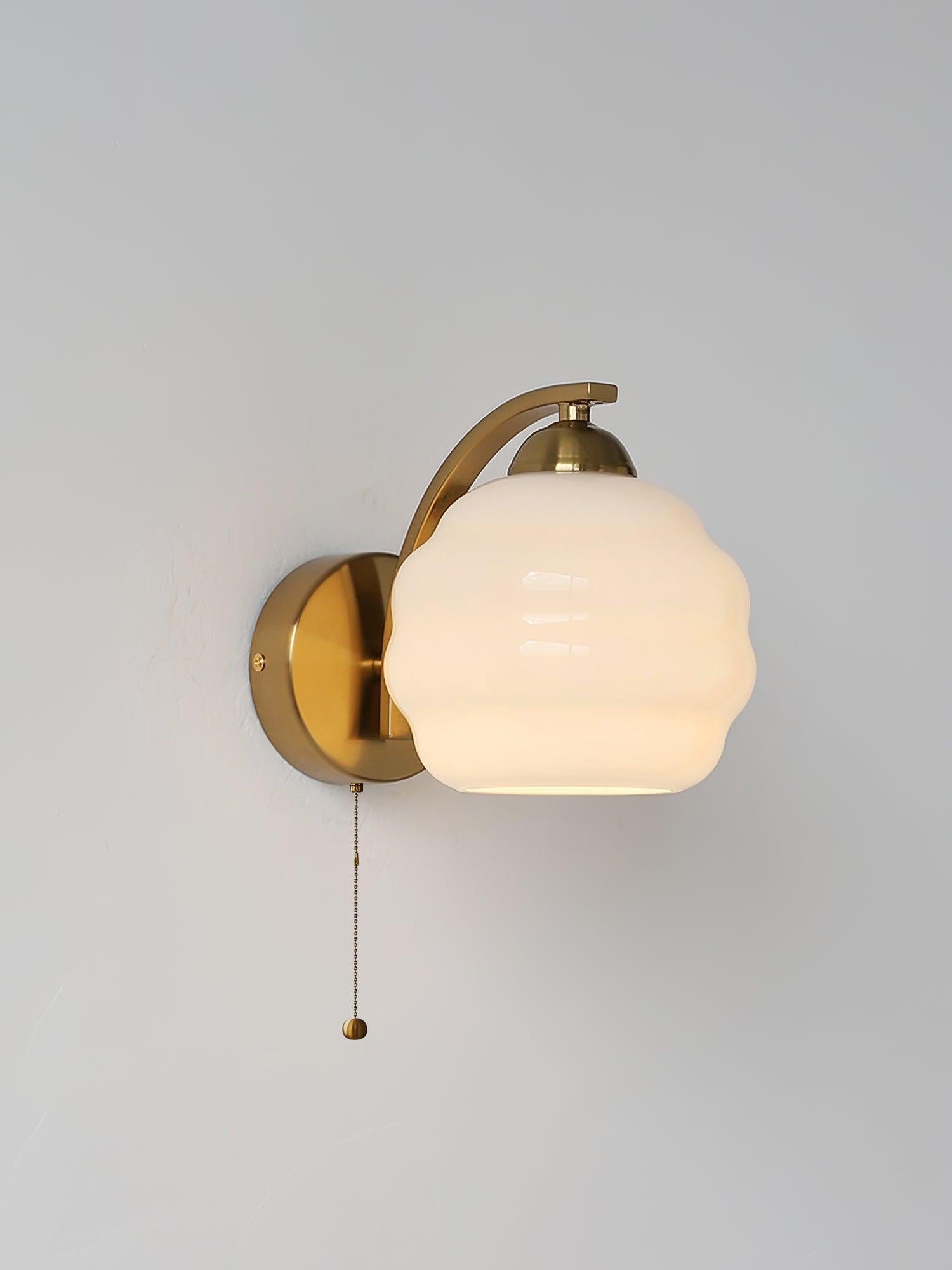 Gatsby Art Deco Style Wall Sconce with White Glass Shade and Metal Finish