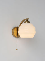 Gatsby Art Deco Style Wall Sconce with White Glass Shade and Metal Finish