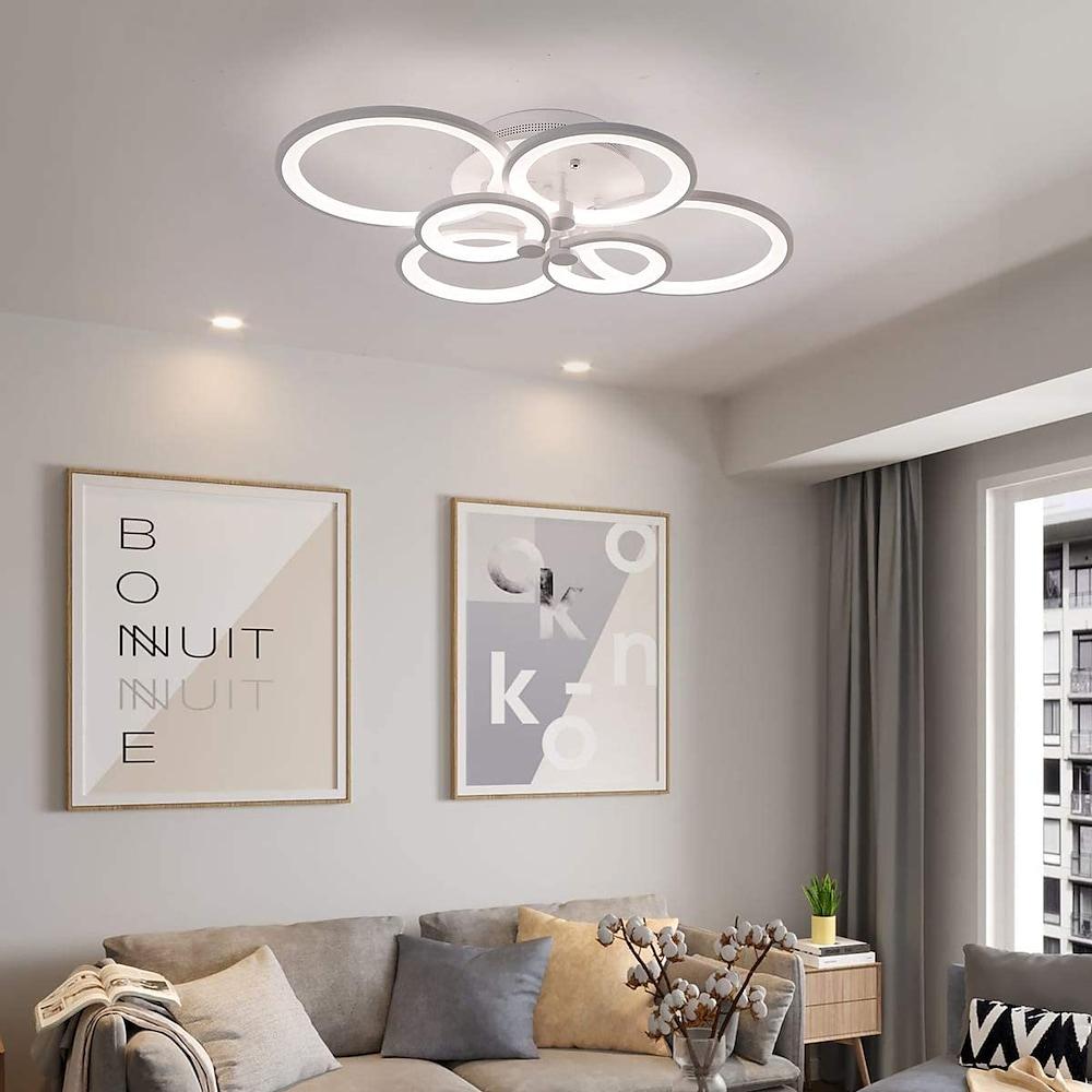 Modern Geometric Overlapping Ring LED Semi Flush Mount Ceiling Light for Living Room