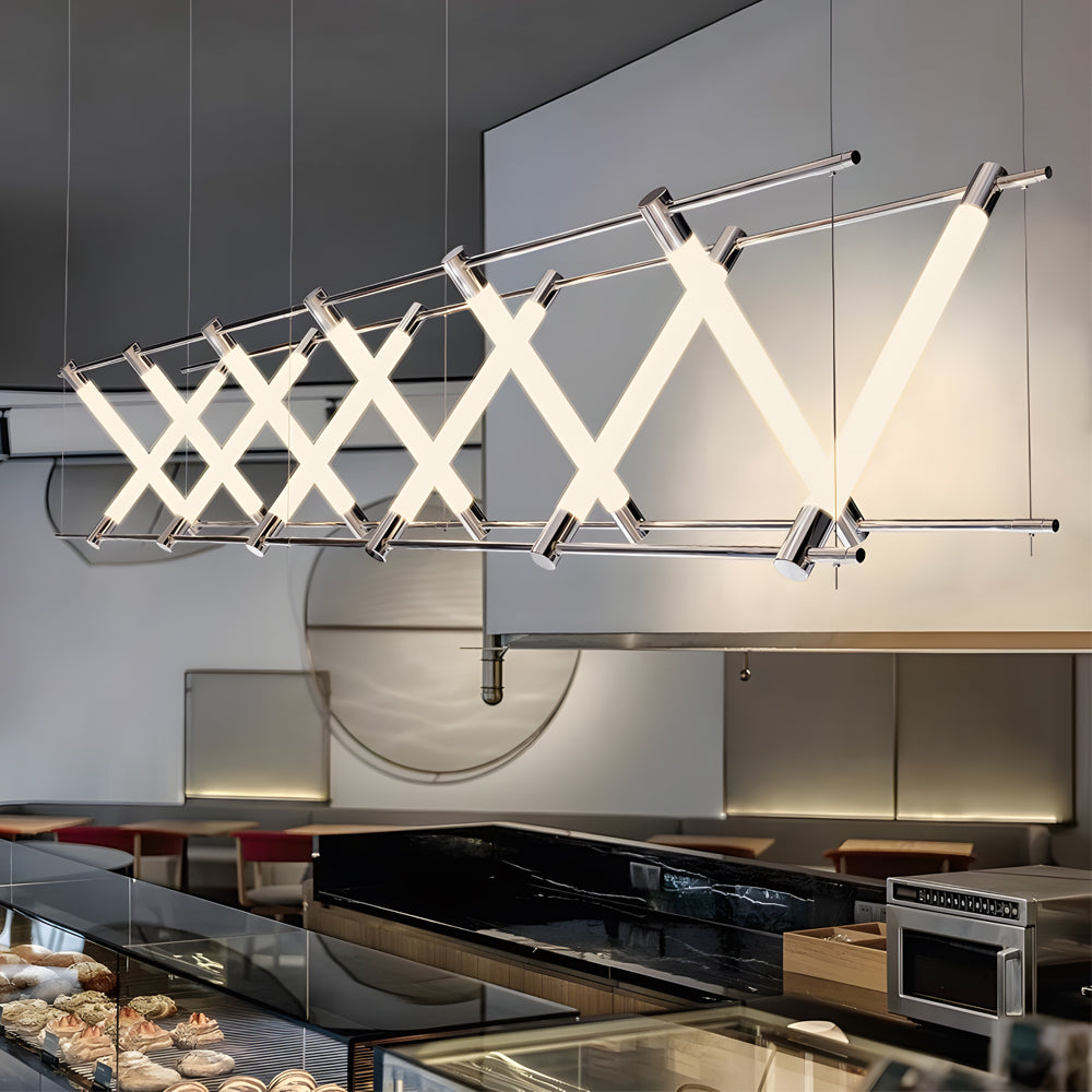 Geometric Acrylic Tube LED Linear Island Chandelier for Modern Dining Room and Bar