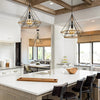 Geometric Black Iron Cage Pendant Lighting Retro Industrial Lantern Chandelier for Modern Home