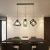 Geometric Black LED Pendant Light Vintage Industrial Adjustable Chandelier for Dining Room