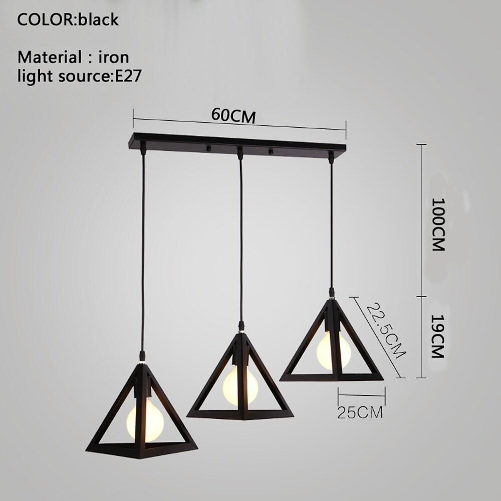 Geometric Black LED Pendant Light Vintage Industrial Adjustable Chandelier for Dining Room