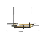 Geometric Black Metal LED Chandelier Modern Irregular Linear Pendant for Dining Room