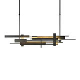 Geometric Black Metal LED Chandelier Modern Irregular Linear Pendant for Dining Room