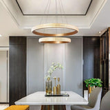 Geometric Circular LED Chandelier Modern Aluminum Dining Room Kitchen Island Hanging Ceiling Light