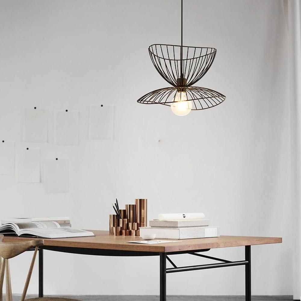 Geometric Double Wire Basket Pendant Light Industrial Vintage Metal Hanging Ceiling Lamp