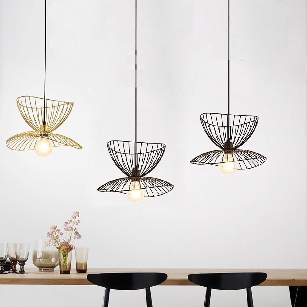 Geometric Double Wire Basket Pendant Light Industrial Vintage Metal Hanging Ceiling Lamp