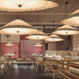 Geometric Fabric Umbrella Pendant Light Modern Beige Parasol Hanging Lamp