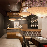 Geometric Fabric Umbrella Pendant Light Modern Beige Parasol Hanging Lamp