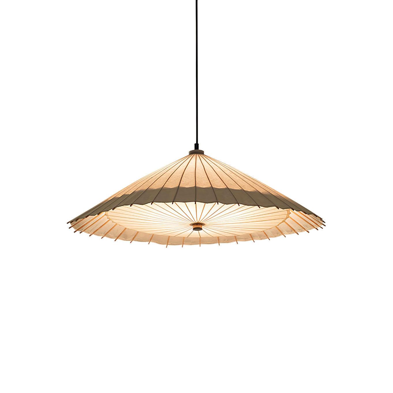 Geometric Fabric Umbrella Pendant Light Modern Beige Parasol Hanging Lamp