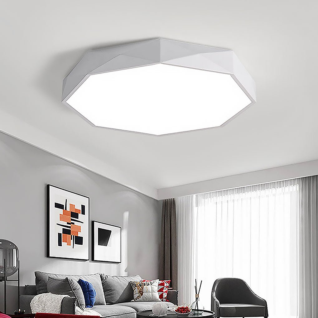 Contemporary Geometric LED Flush Mount Ceiling Light with Remote Control 16 Inch