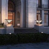 Geometric Gray Aluminum LED Outdoor Post Light Waterproof Modern Pyramid Pillar Lamp