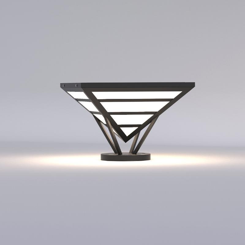 Geometric Gray Aluminum LED Outdoor Post Light Waterproof Modern Pyramid Pillar Lamp