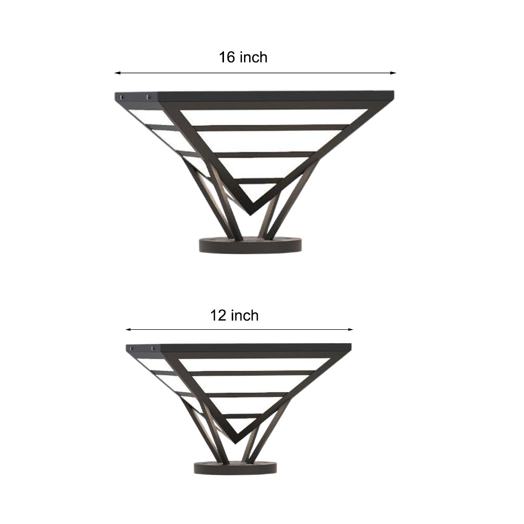 Geometric Gray Aluminum LED Outdoor Post Light Waterproof Modern Pyramid Pillar Lamp