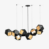 Geometric Hollow Polygon Pendant Light Black Modular Metal Chandelier for Dining Room