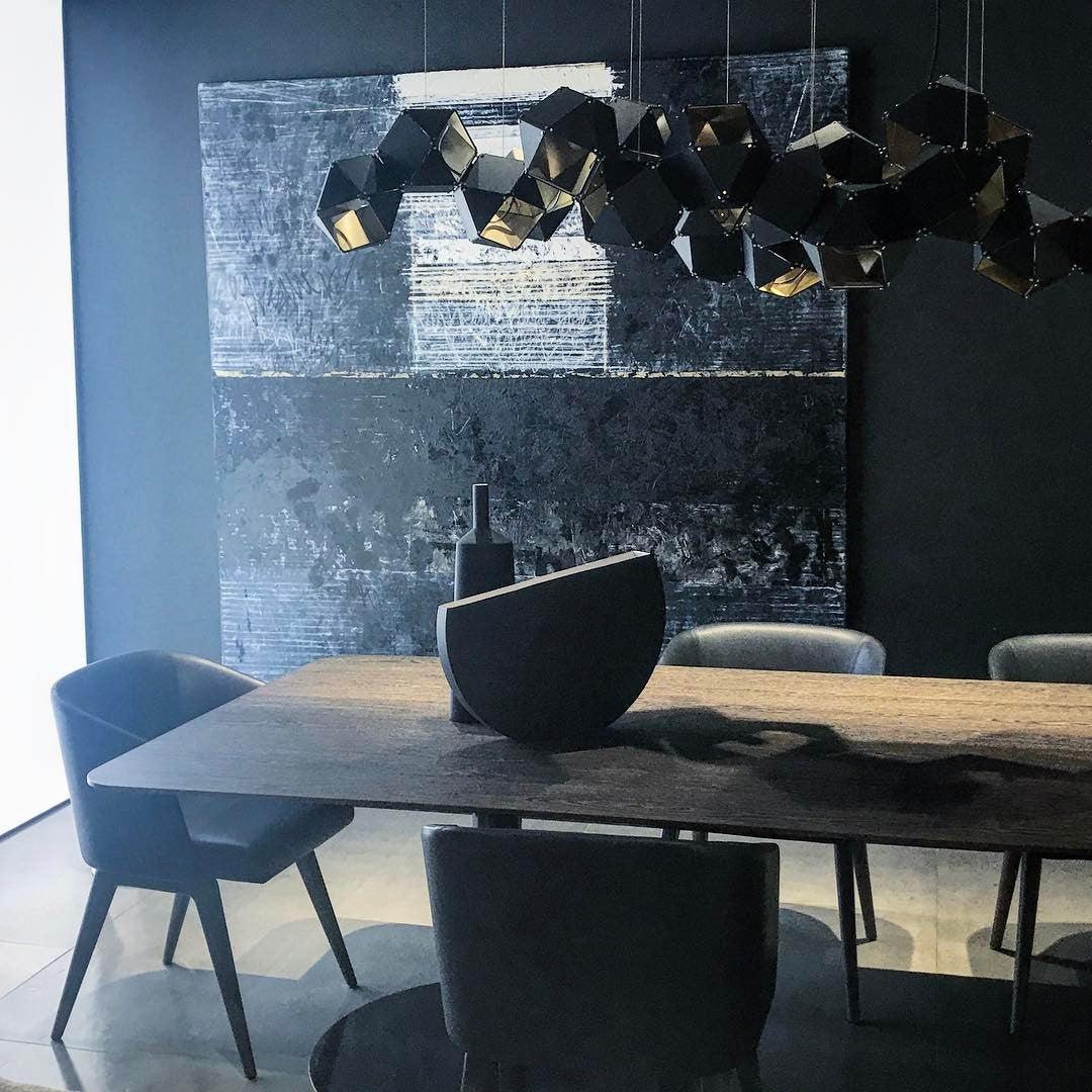 Geometric Hollow Polygon Pendant Light Black Modular Metal Chandelier for Dining Room