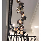 Geometric Hollow Polygon Pendant Light Black Modular Metal Chandelier for Dining Room