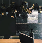 Geometric Hollow Polygon Pendant Light Black Modular Metal Chandelier for Dining Room