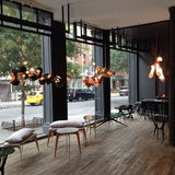 Geometric Hollow Polygon Pendant Light Black Modular Metal Chandelier for Dining Room