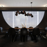 Geometric Hollow Polygon Pendant Light Black Modular Metal Chandelier for Dining Room