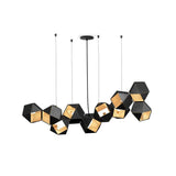 Geometric Hollow Polygon Pendant Light Black Modular Metal Chandelier for Dining Room