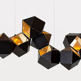Geometric Hollow Polygon Pendant Light Black Modular Metal Chandelier for Dining Room