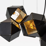 Geometric Hollow Polygon Pendant Light Black Modular Metal Chandelier for Dining Room
