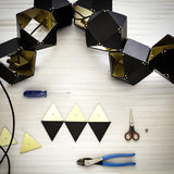 Geometric Hollow Polygon Pendant Light Black Modular Metal Chandelier for Dining Room